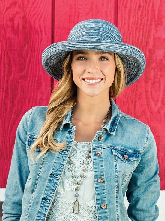Wallaroo Accessories - Wallaroo Sydney Wide-Brim Woven Denim Blue Sun Hat